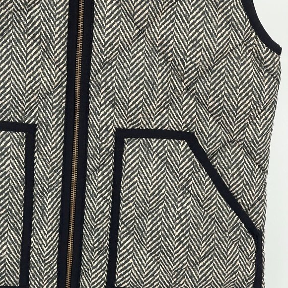 J Crew Quilted Excursion Down Vest XS Sleeveless Contrast Trim Full Zip Gray - Picture 5 of 11